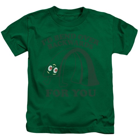 Gumby-Bend Backwards Short Sleeve Juvenile 18-1 Tee- Kelly Green - Medium 5-6