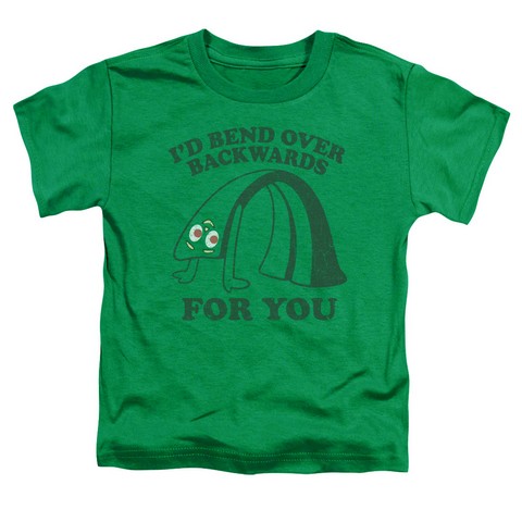 Gumby-Bend Backwards Short Sleeve Toddler Tee- Kelly Green - Medium 3T