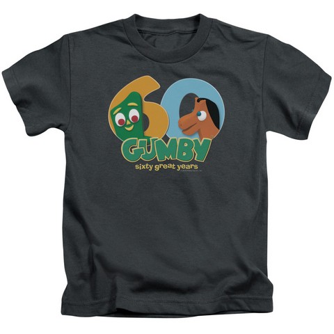Gumby-60Th Short Sleeve Juvenile 18-1 Tee- Charcoal - Medium 5-6