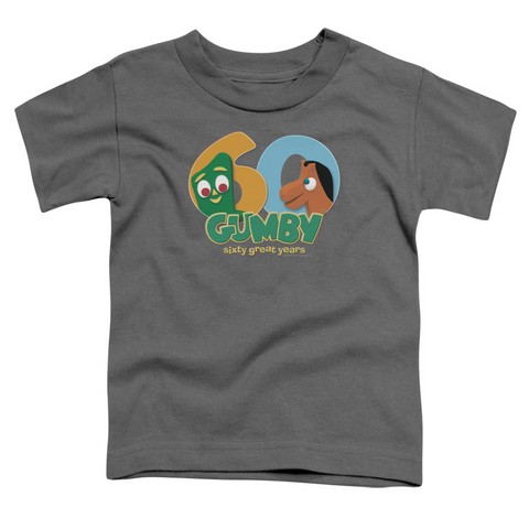 Gumby-60Th Short Sleeve Toddler Tee- Charcoal - Medium 3T