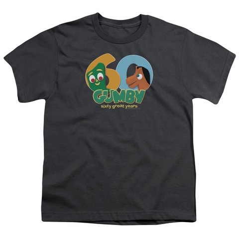 Gumby-60Th Short Sleeve Youth 18-1 Tee- Charcoal - Large