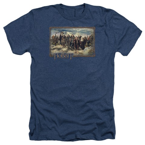 The Hobbit-Hobbit & Company Adult Heather Tee- Navy - Small