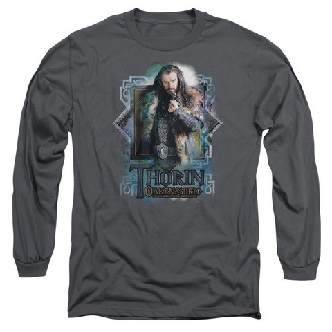 The Hobbit-Thorin Oakenshield Long Sleeve Adult 18-1 Tee- Charcoal - Medium