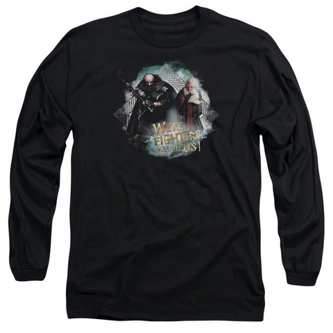 The Hobbit-We Are Fighers Long Sleeve Adult 18-1 Tee- Black - Medium