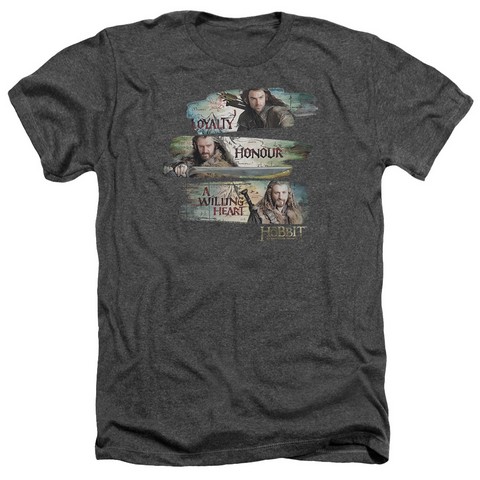 The Hobbit-Loyalty And Honour Adult Heather Tee- Charcoal - Medium