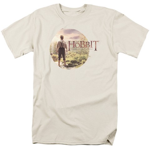 The Hobbit-Hobbit In Circle Short Sleeve Adult 18-1 Tee- Cream - Medium