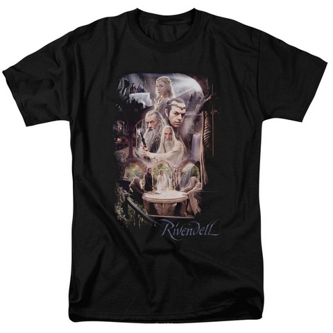 The Hobbit-Rivendell Short Sleeve Adult 18-1 Tee- Black - 2X