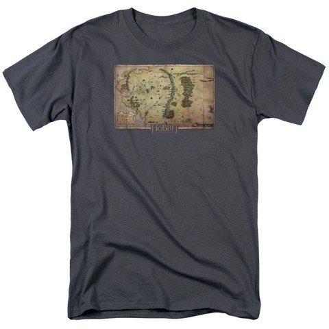 The Hobbit-Middle Earth Map Short Sleeve Adult 18-1 Tee- Charcoal - Large
