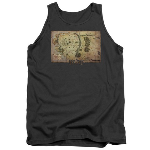 The Hobbit-Middle Earth Map Adult Tank Top- Charcoal - Medium