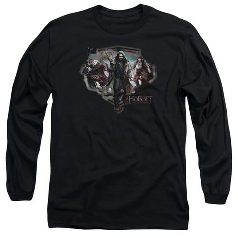 The Hobbit-Three Dwarves Long Sleeve Adult 18-1 Tee - Black - Medium