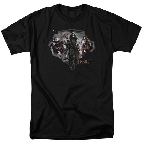 The Hobbit-Three Dwarves Short Sleeve Adult 18-1 Tee - Black - 2X