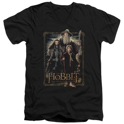 The Hobbit-The Three Short Sleeve Adult V-Neck 30-1 Tee- Black - Medium