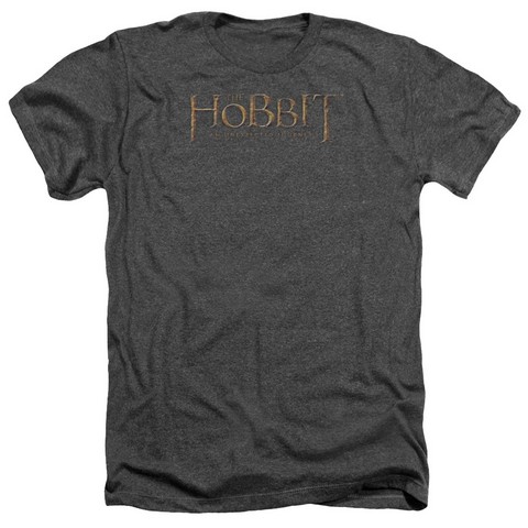 The Hobbit-Distressed Logo Adult Heather Tee- Charcoal - Large