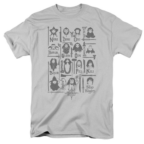 The Hobbit-The Company Short Sleeve Adult 18-1 Tee- Silver - Medium