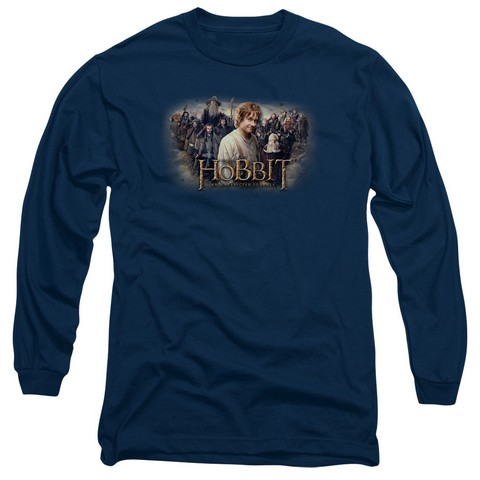 The Hobbit-Hobbit Rally Long Sleeve Adult 18-1 Tee- Navy - Medium
