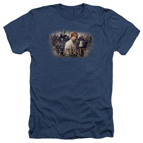 The Hobbit-Hobbit Rally Adult Heather Tee- Navy - Large