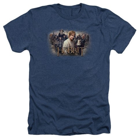The Hobbit-Hobbit Rally Adult Heather Tee- Navy - 2X