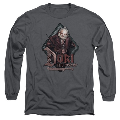 The Hobbit-Dori Long Sleeve Adult 18-1 Tee- Charcoal - Medium