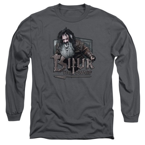 The Hobbit-Bifur Long Sleeve Adult 18-1 Tee- Charcoal - Medium