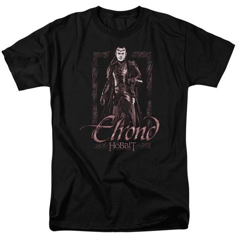 The Hobbit-Elrond Stare Short Sleeve Adult 18-1 Tee- Black - Medium