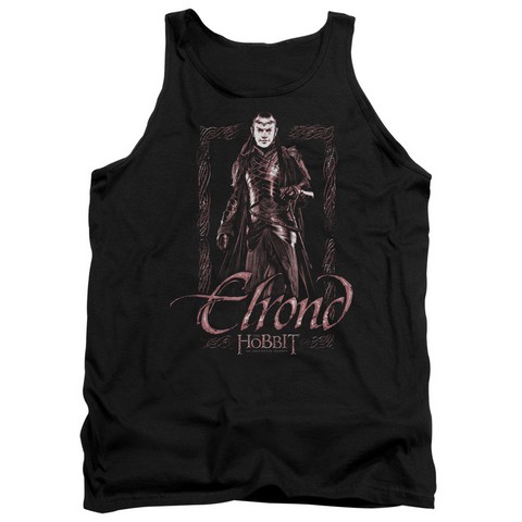 The Hobbit-Elrond Stare Adult Tank Top- Black - Medium