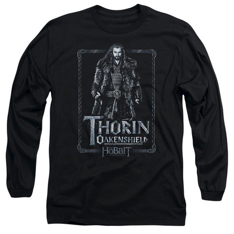 The Hobbit-Thorin Stare Long Sleeve Adult 18-1 Tee- Black - Medium