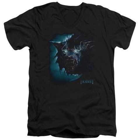 The Hobbit-Warg Short Sleeve Adult V-Neck 30-1 Tee- Black - Large