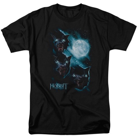 The Hobbit-Three Warg Moon Short Sleeve Adult 18-1 Tee- Black - Medium