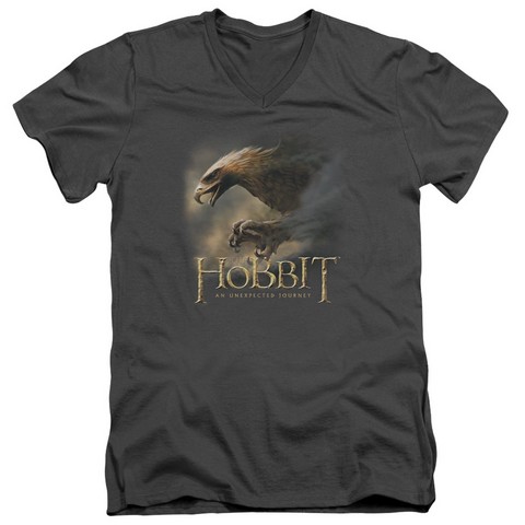 The Hobbit-Great Eagle Short Sleeve Adult V-Neck 30-1 Tee, Charcoal - Medium