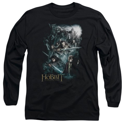 The Hobbit-Epic Adventure Long Sleeve Adult 18-1 Tee- Black - Medium