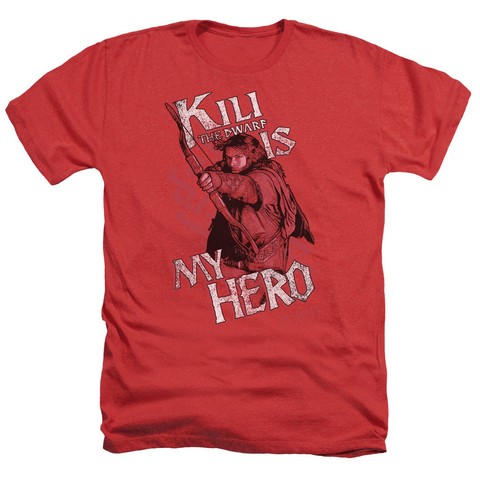 The Hobbit-Kili Is My Hero Adult Heather Tee- Red - Medium