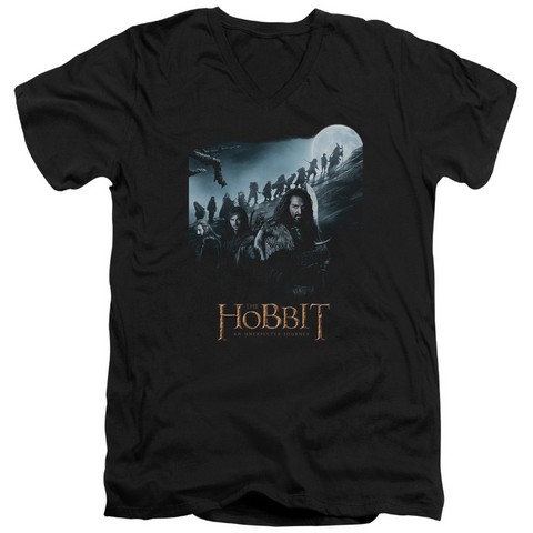 The Hobbit-A Journey Short Sleeve Adult V-Neck 30-1 Tee- Black - Large