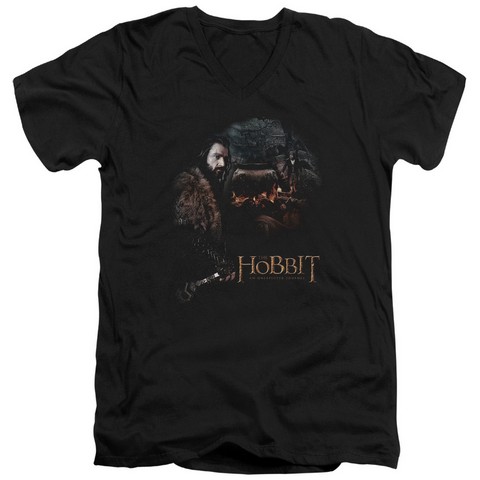 The Hobbit-Cauldron Short Sleeve Adult V-Neck 30-1 Tee- Black - Large