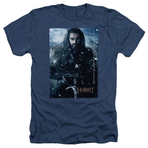 The Hobbit-Thorin Poster Adult Heather Tee, Navy - Large