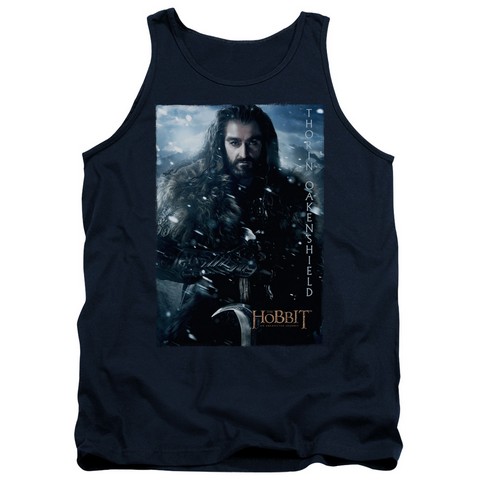 The Hobbit-Thorin Poster Adult Tank Top- Navy - Medium