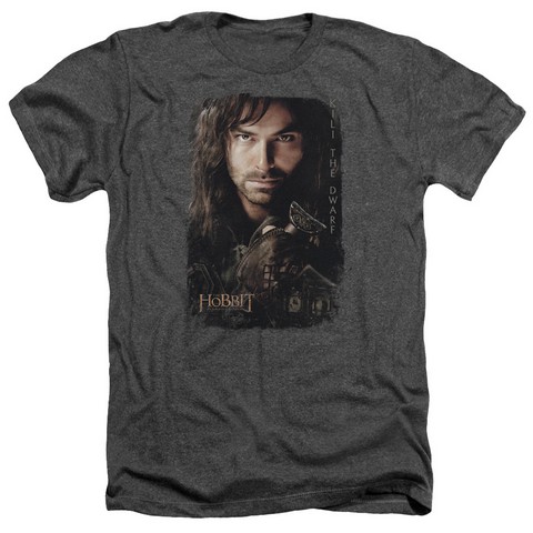Hobbit-Kili Poster Adult Heather Tee- Charcoal - Large