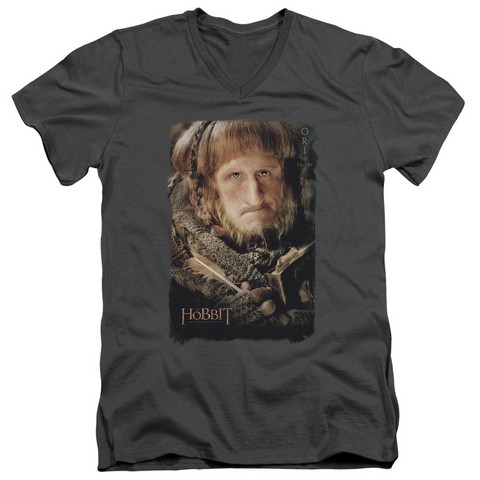 The Hobbit-Ori Short Sleeve Adult V-Neck 30-1 Tee- Charcoal - Large