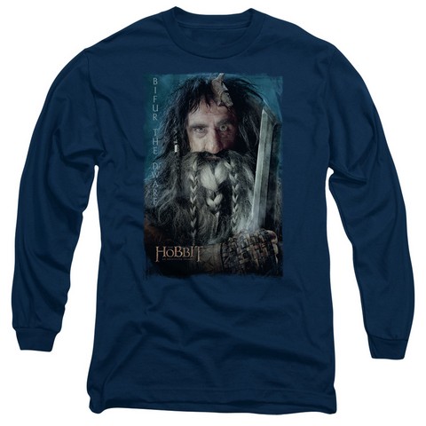 The Hobbit-Bifur Long Sleeve Adult 18-1 Tee- Navy - 2X