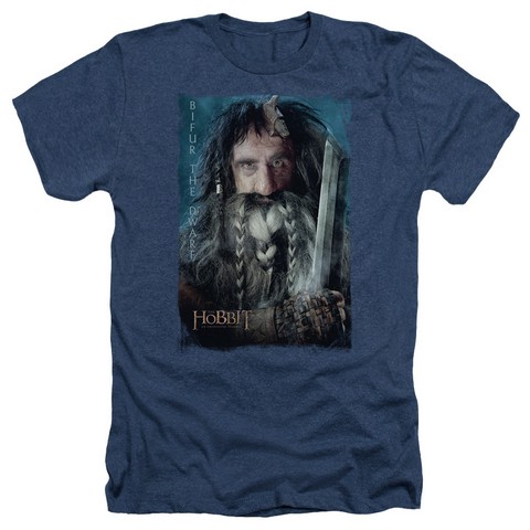The Hobbit-Bifur Adult Heather Tee- Navy - Small