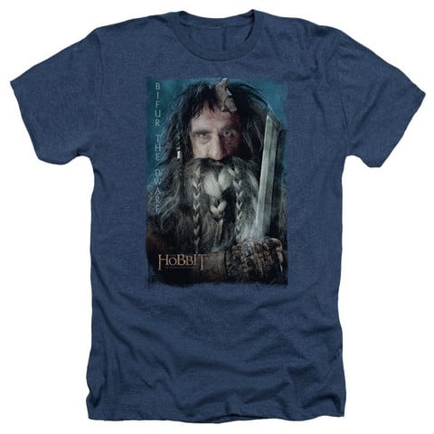 The Hobbit-Bifur Adult Heather Tee- Navy - Large