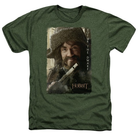 The Hobbit-Bofur Adult Heather Tee- Military Green - Medium