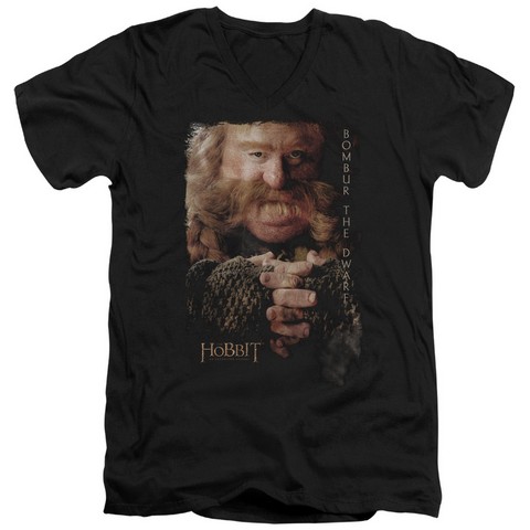 The Hobbit-Bombur Short Sleeve Adult V-Neck 30-1 Tee- Black - Large