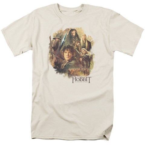 Hobbit-Collage Short Sleeve Adult 18-1 Tee - Cream & Ivory - Small