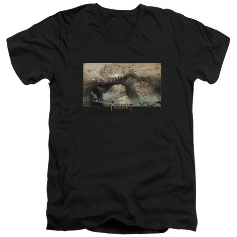 Hobbit-Epic Journey Short Sleeve Adult V-Neck 30-1 Tee- Black - Medium