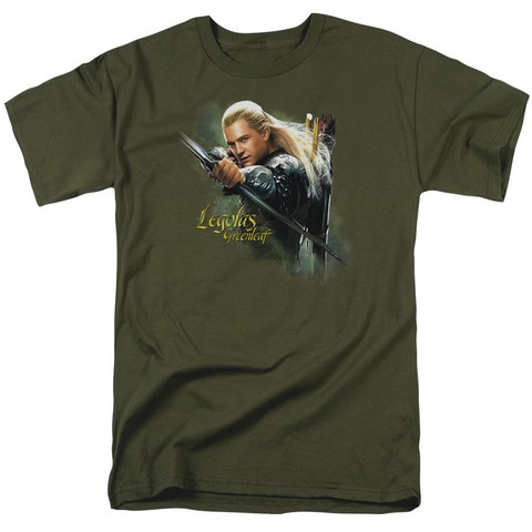Hobbit-Legolas Greenleaf Short Sleeve Adult 18-1 Tee- Military Green - Medium