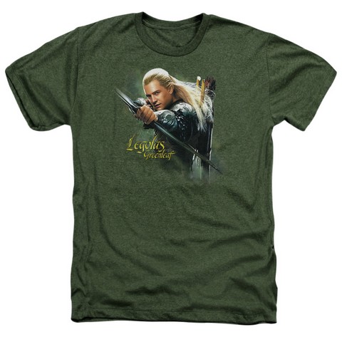 Hobbit-Legolas Greenleaf Adult Heather Tee- Military Green - Large