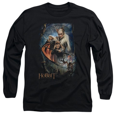 Hobbit-Thranduils Realm Long Sleeve Adult 18-1 Tee- Black - Medium