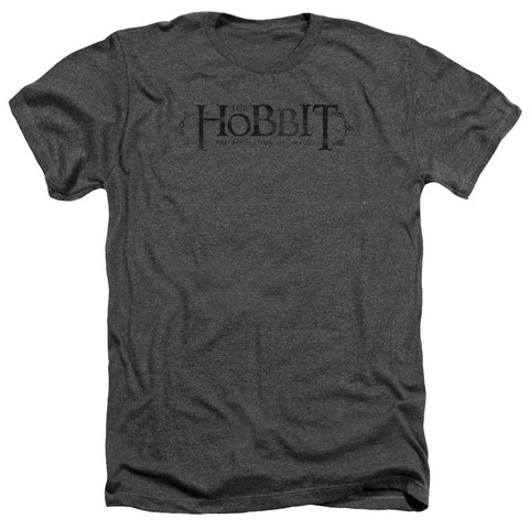 Hobbit-Ornate Logo Adult Heather Tee- Charcoal - Small