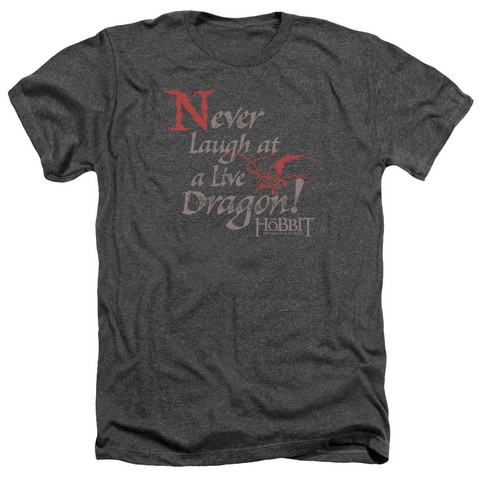 Hobbit-Never Laugh Adult Heather Tee- Charcoal - XL