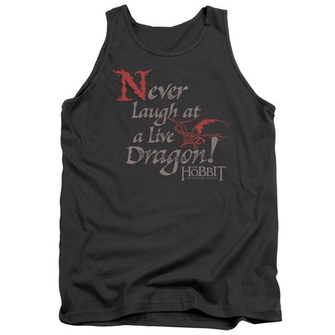 Hobbit-Never Laugh Adult Tank Top- Charcoal - Small